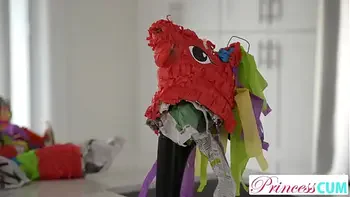 Naughty Stepsis Little & Lana Smalls Invite Stepbro to beat their Piñata Pussies