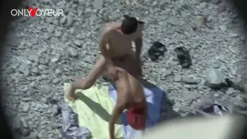 Beach Voyeur. Curvy MILF gives head and get it from behind in public