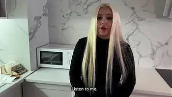 The young landlady in stockings hasn't had sex in a long time. I have to fuck her or give her the money.