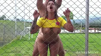 sexy latina fucks her trainer on the soccer field - anissamiller