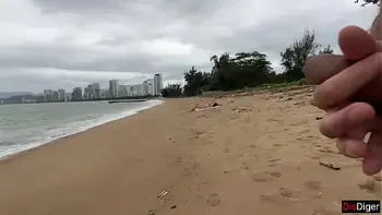 Babe Can I Cum On Your Tits? - Public Cock Flashing On The Beach