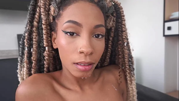1.5m - 35kg -18 years Beautiful very slim ebony, Angel Chocolatinha first porno scene (Anal, 0% pussy, very slim, BBC, dirty talk, teen 18 ) OB490