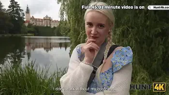 HUNT4K. Blonde babe was so sad so Hunter offered her fun and she loved to ride his big dick