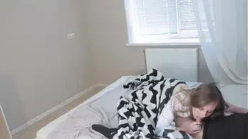 StepDaughter Secretly Sucks My Cock While Her StepMom Shows Me Her Tits