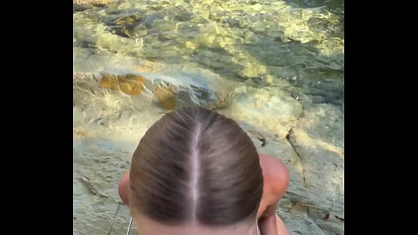 Best blowjob with cum on face and tits from a stranger on the beach