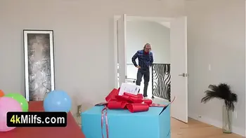 Geek stepsons special birthday gift is a hot and tight pussy provided by stepmom