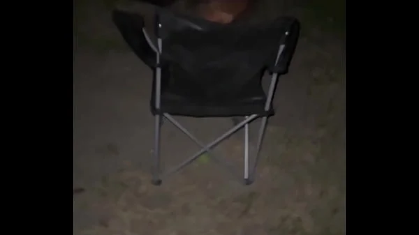 Outdoor Flashing and Teasing WET Pussy BIG Dick and a campfire