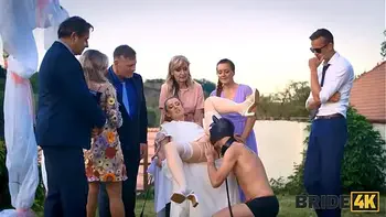 BRIDE4K. Blonde bride with natural tits enjoyed a good fuck on her kinky wedding