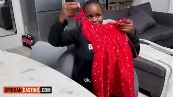 Amateur Ebony Babe Starts Shy & Ends Up Deep Throating Big White Cock