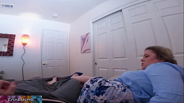 Stepson shares a bed with stepmom and they try not to get naked
