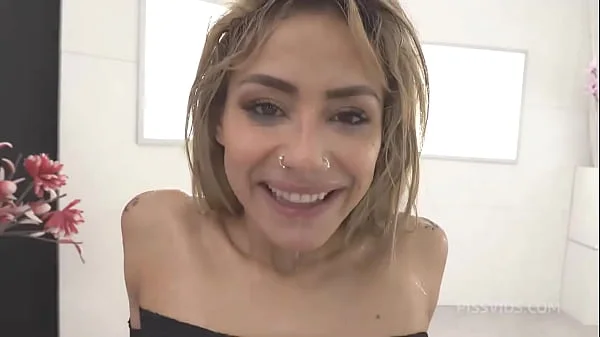 Triple anal invasion leaves her smelly pussy twitching while waves of cum drip from her stretched amateur body in the hottest group session of her life