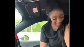 Black sister sucking bbc in car