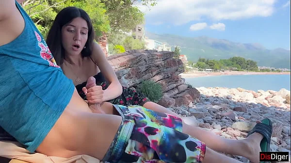 Public Dick Flashing on the Beach - Girl Saw My Cock and Helped Me Cum