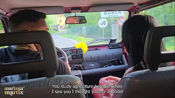 Colombian tourist fucks Italian farmer on a tractor - Mariana Martix & Luca Peracchi