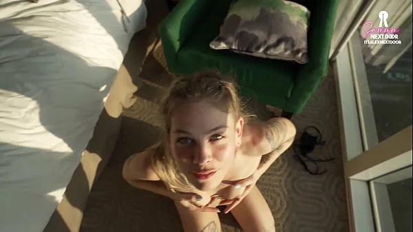 Blonde SLUT gets railed wearing red converse shoes
