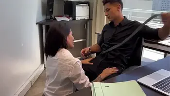 My slutty secretary seduces me and fucks me to avoid working