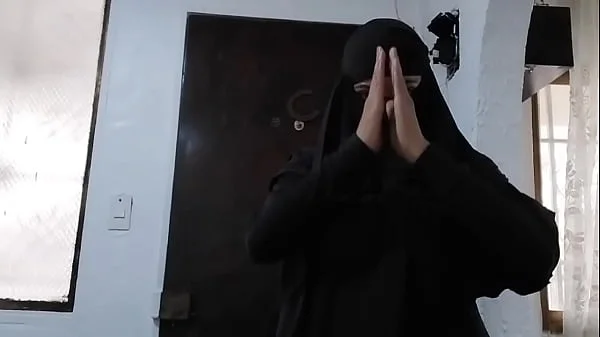 MILF Muslim Arab Step Mom Amateur Rides Anal Dildo And Squirts In Black Niqab Hijab On Webcam