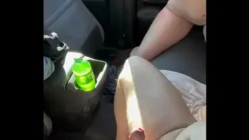 Skinny hooker cums on her old customer's dick while getting fucked in public