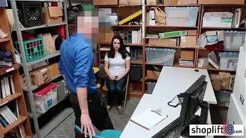 Tattooed big tits teen busted by a cop because of fraud