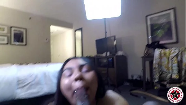 Latina slut gets caught by sucking big black dick in hotel