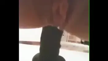 Black dildo vibration in the ass make pussy drool