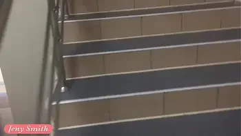 Jeny Smith caught by angry guard while she trying to spend the night in a shop naked!