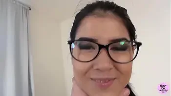 Cute Teen In Glasses Sucks Like A Slut