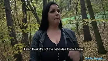 Public Agent Busty Hungarian minx night time public suck and fuck