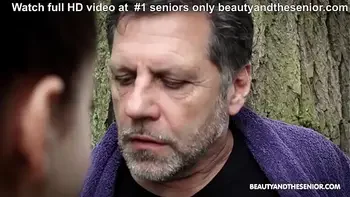 Creepy old guy licks ass and fucks runner in the park