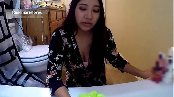 Pathetic needy step son needs help in the bath hand job cum on taboo. HD