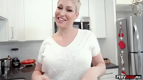 Nosey stepmom with short hair fucked in the kitchen