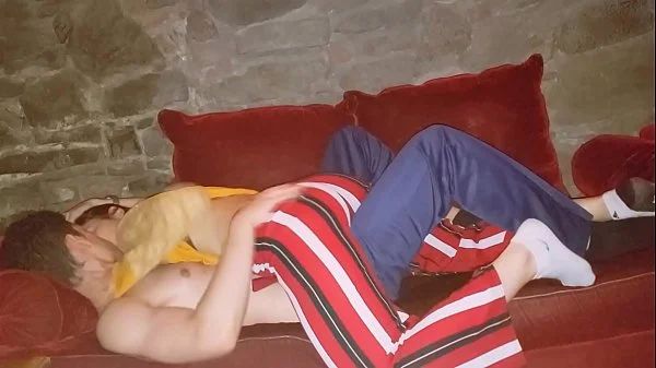 Making love secretly on the couch in the basement of my parents' house!!