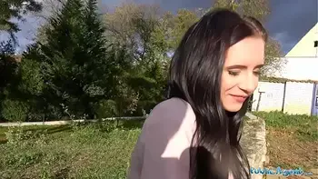 Public Agent Sexy brunette lady fucks and sucks to make ex jealous