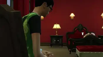 Hot step-mom and step-son playing chess together