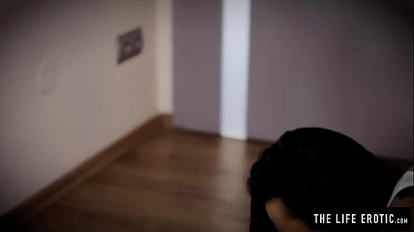 Sweaty yoga girl has massive orgasm