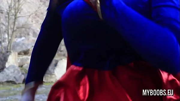 Alexsis Faye Busty SuperWoman Cosplay outdoor playing