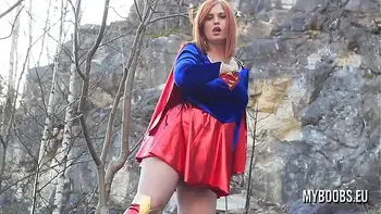 Alexsis Faye Busty SuperWoman Cosplay outdoor playing