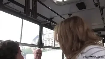 Euro slut fucks huge dick in public bus