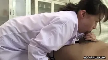 Japanese nurse, Sayaka Aishiro sucks dick while at work, uncensored