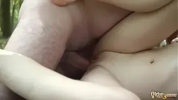 Amateur teens watch grandpa masturbate then both have sex with him