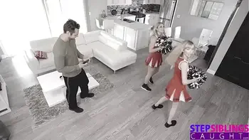 Cheerleading StepSis And BFF Make Me Cum On Their Pom Poms S10:E9