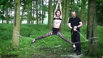 Humiliation for tied up teen hungry for cock