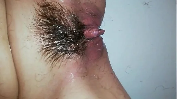 shaving off my extreme hairy big clit cunt in close up