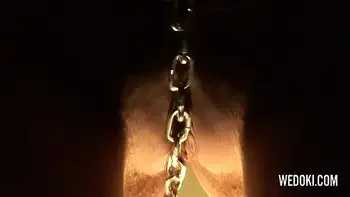 Busty Goth babe with pierced nipples and chain pussy playing