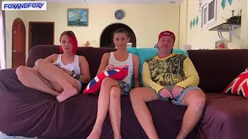 Creampie her next to girlfriend while she watches TV