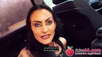 NAUGHTY German Gothic slut Sidney Dark throating some cock before she gets her PUSSY POUNDED in the car! (GERMAN) Dates66.com