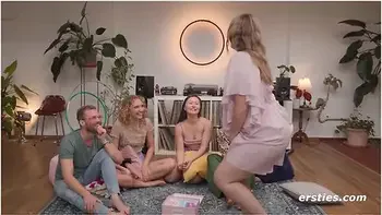 Full Truth Or Dare Game - 3 Hot Babes Pleasure Their Guy Friends Before Climactic Orgy