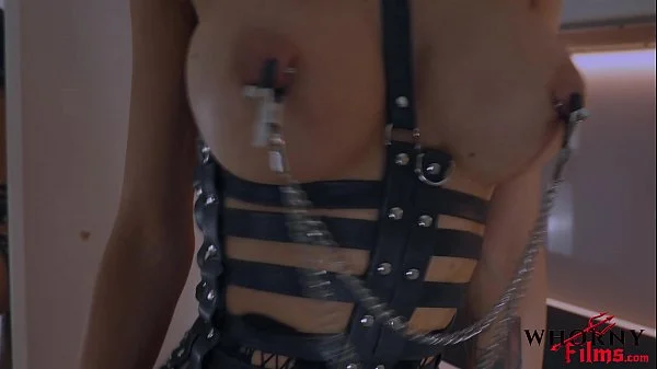 Submissive Hot Babe Evilyn Jezebel Teasing in Leather and Fishnets with Perfect Ass Gets Spanked and Face Fucked Hardcore -WHORNYFILMS.COM