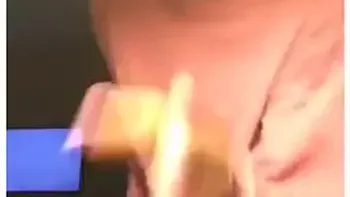 Ghetto light bitch with thick pussy on toilet