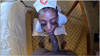 Petite Ebony Nurse Santana Knew How To Make Bbc Feel Better. Sloppy Blowjob!!!
